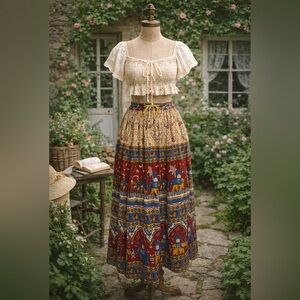 Vintage Gypsy Rose, Made From The Earth Wear In Peace Bohemian Maxi Skirt